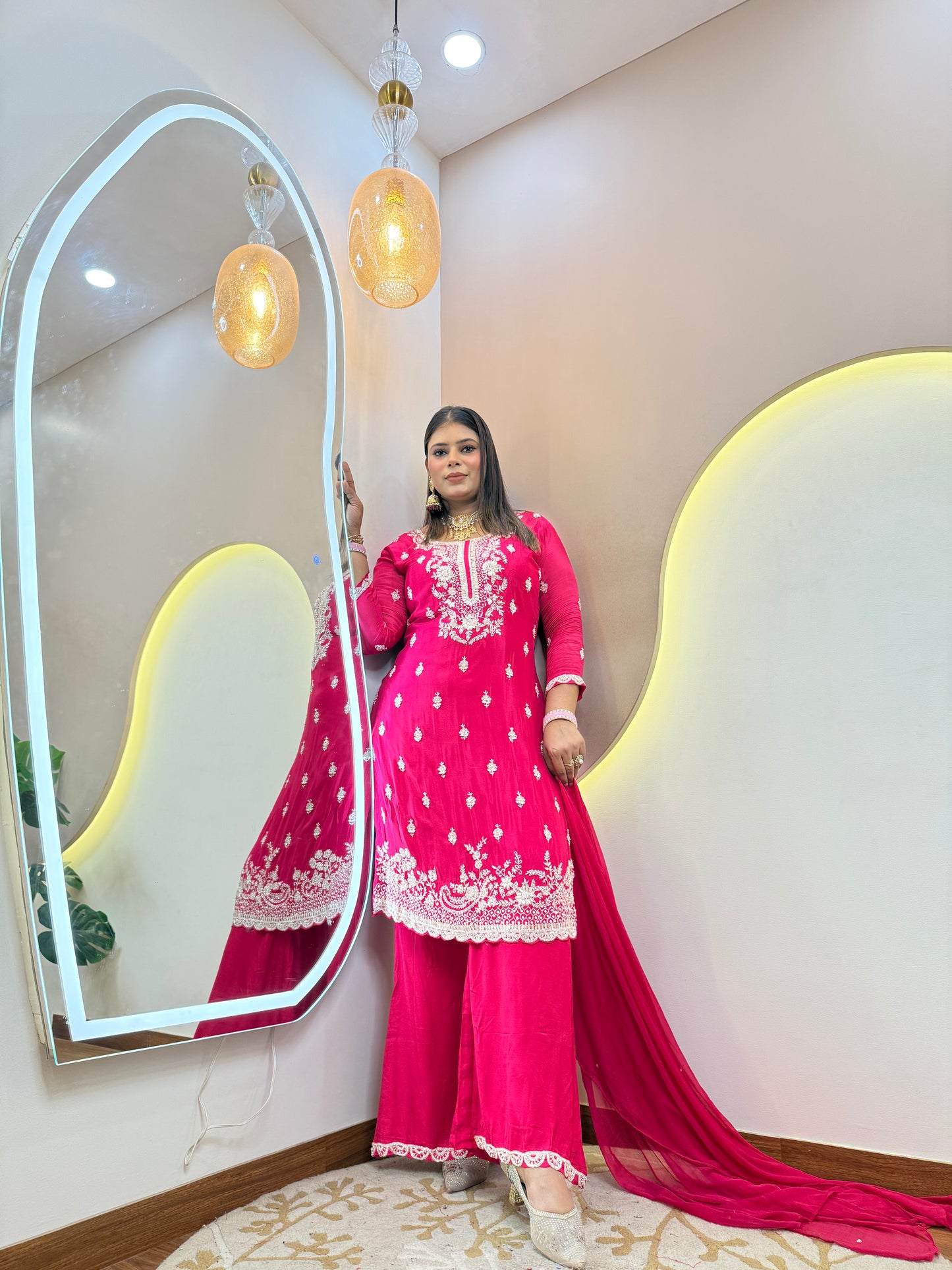 SHARARA STYLE OUTFIT SUIT WHITE EMBROIDERY