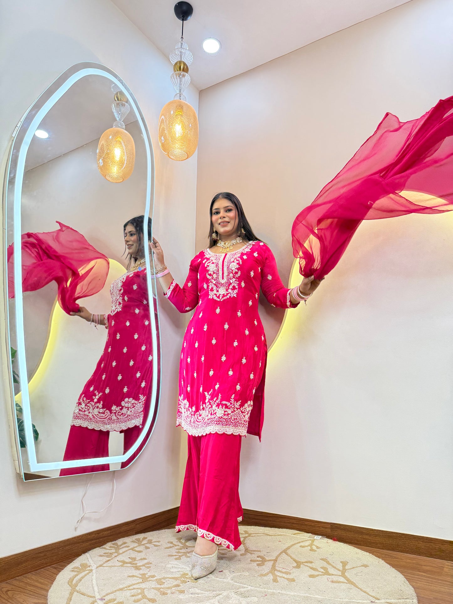 SHARARA STYLE OUTFIT SUIT WHITE EMBROIDERY