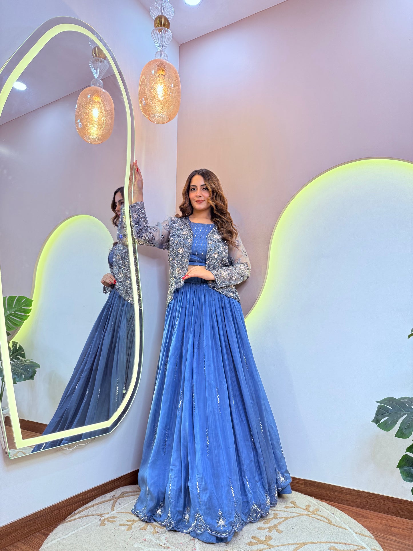 PARTY WEAR CROP TOP LEHNGA
