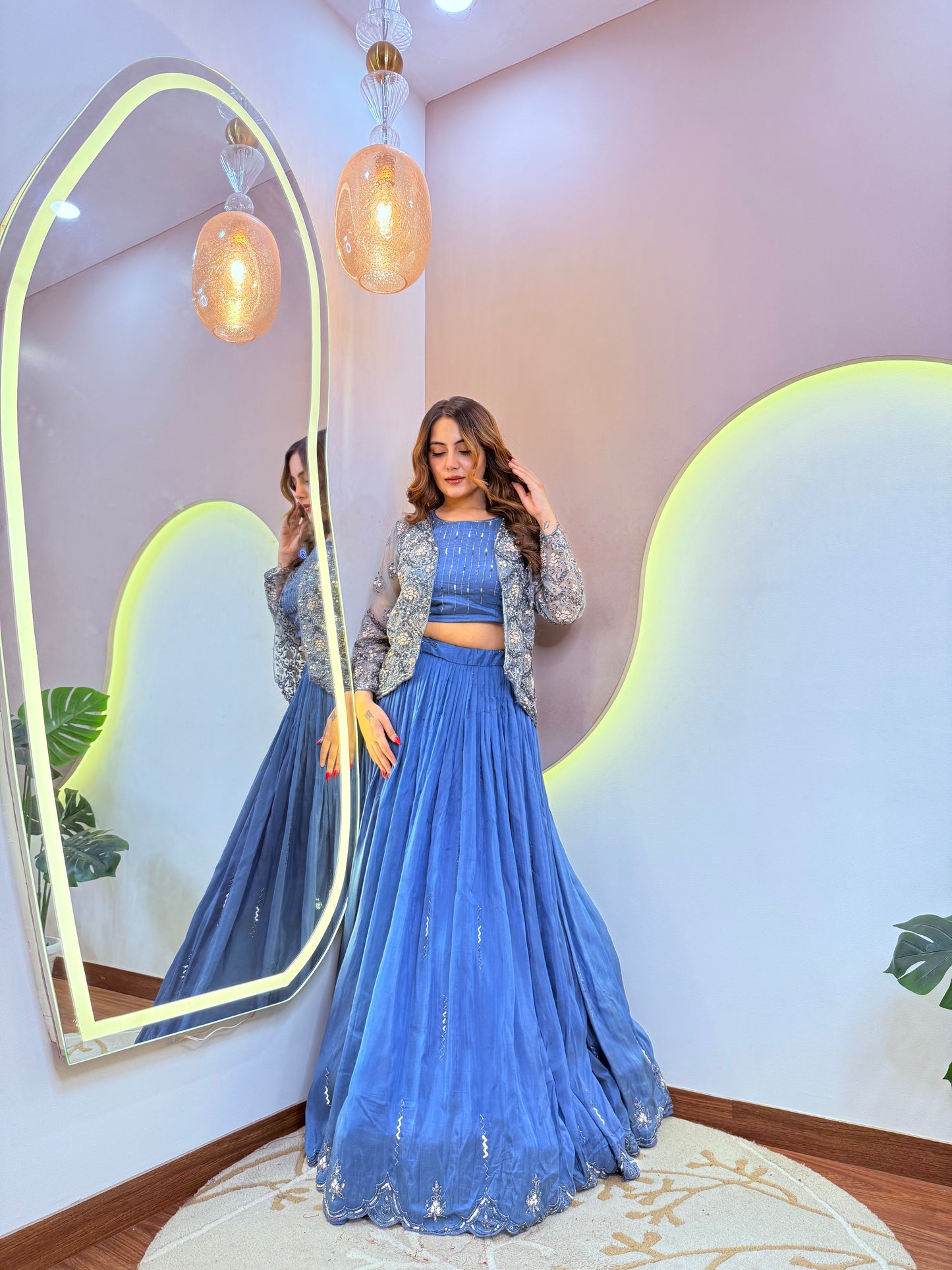PARTY WEAR CROP TOP LEHNGA