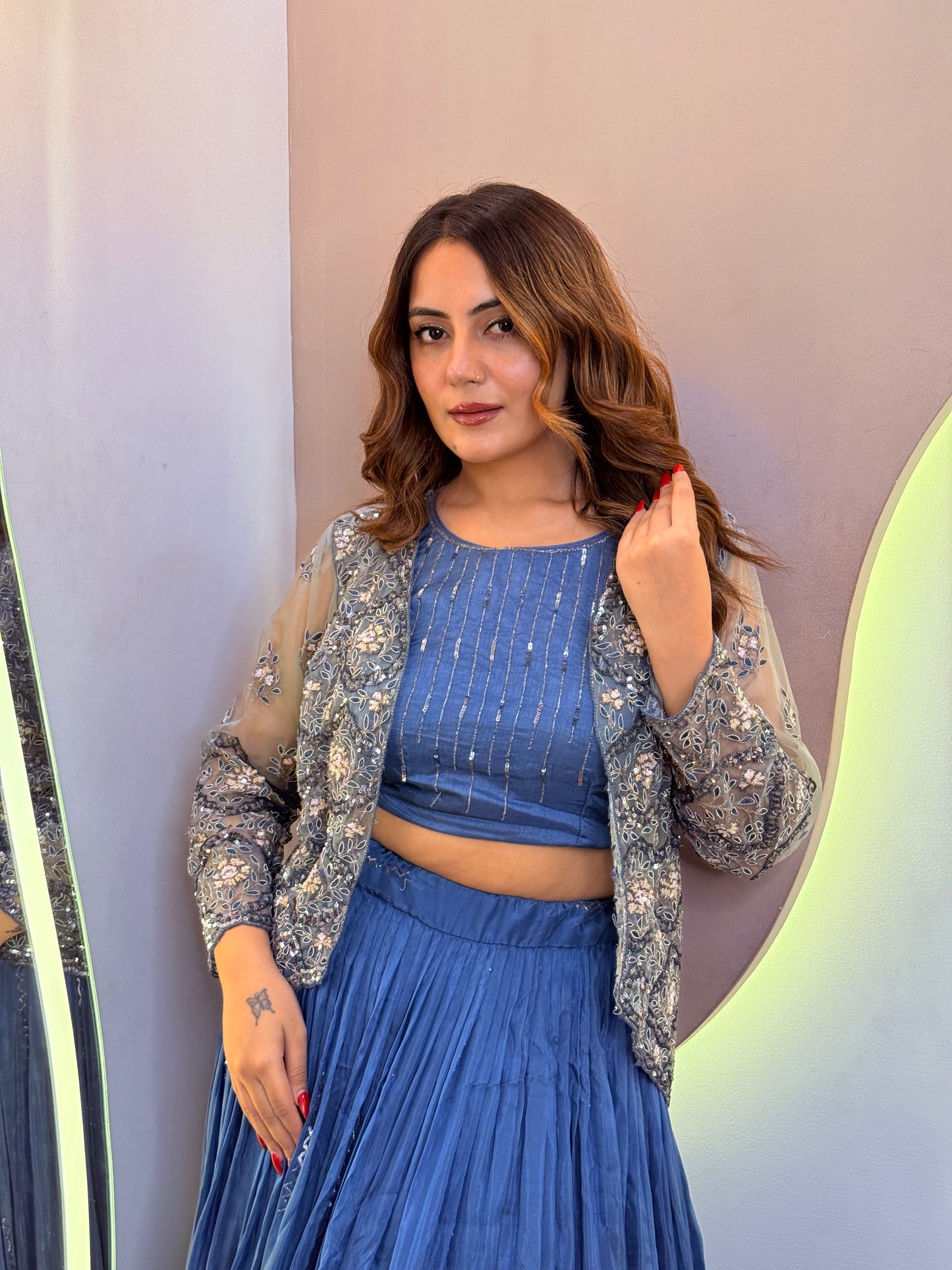 PARTY WEAR CROP TOP LEHNGA