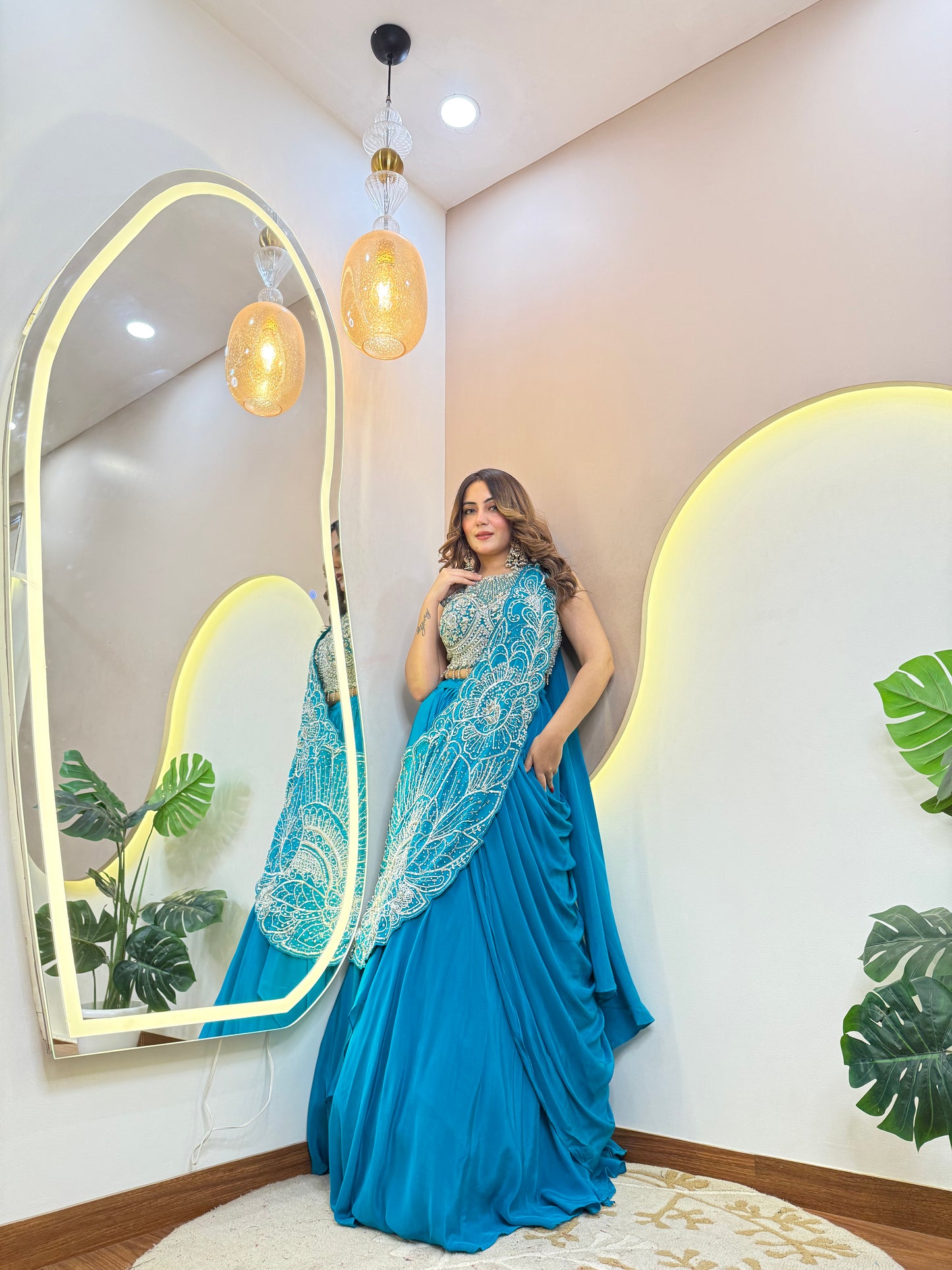 "FLOWER PRINT OUTFIT " DRAPE SAREE