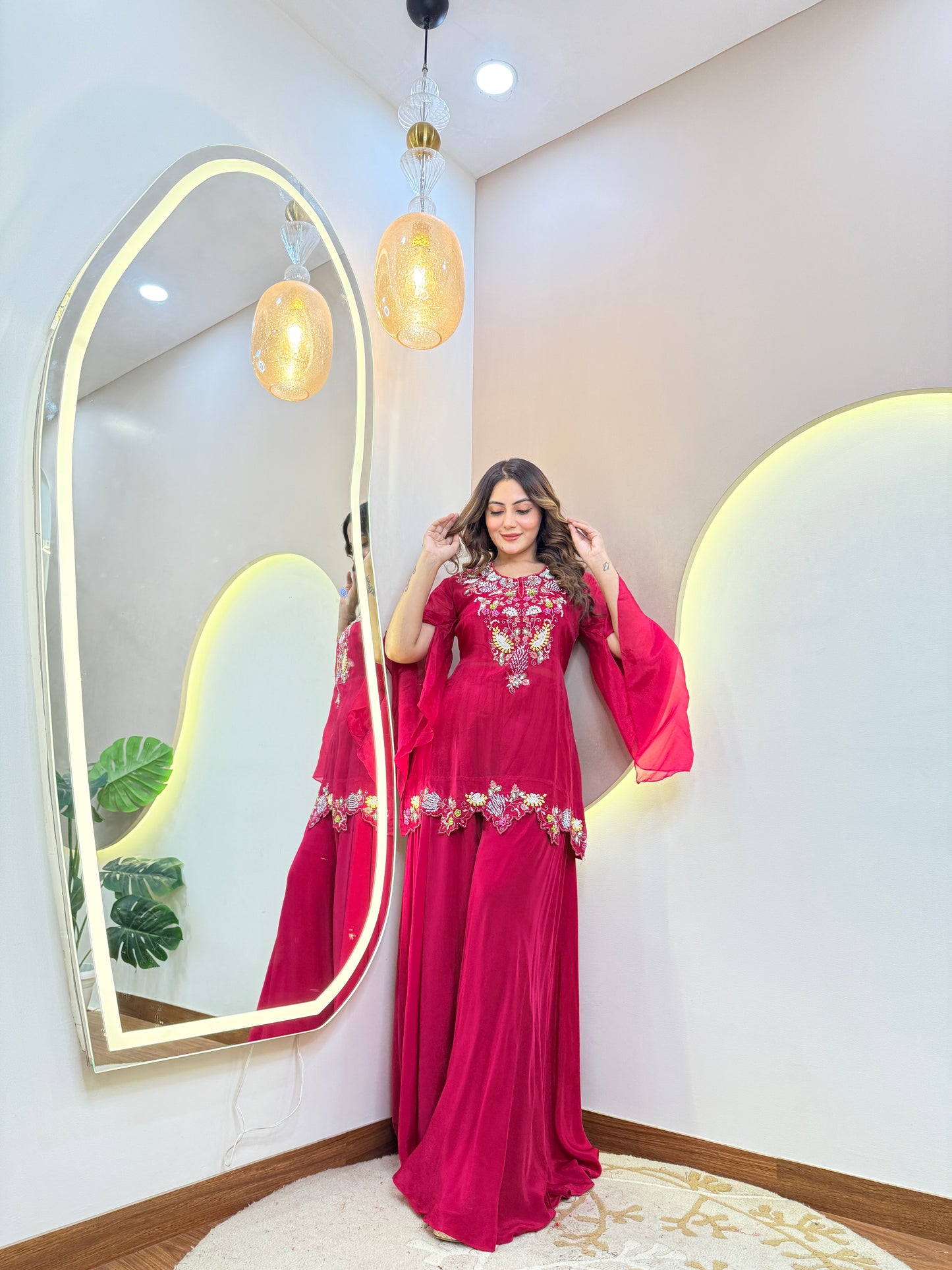 AASMA PINK SHARARA OUTFIT CORD SET