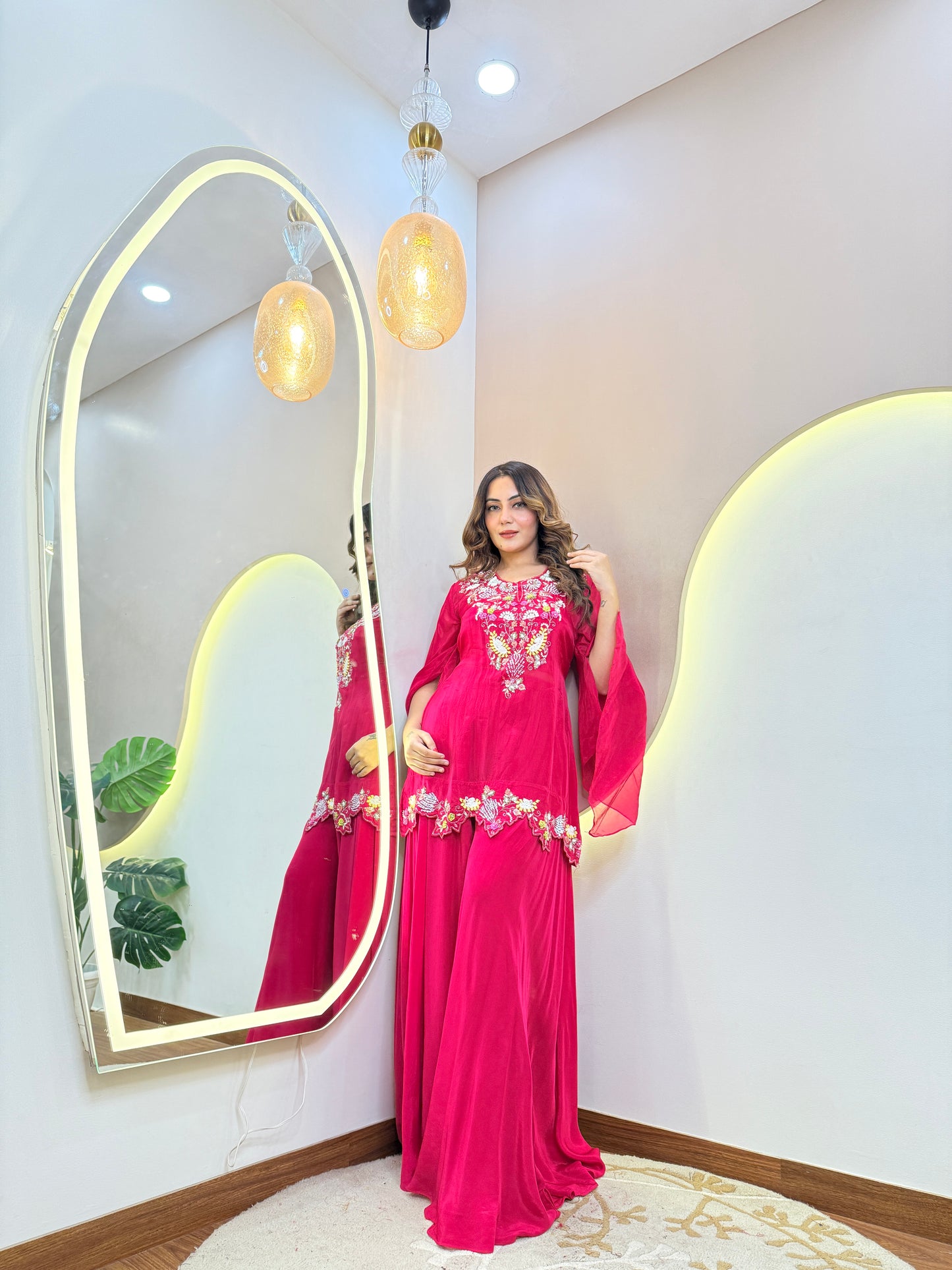 AASMA PINK SHARARA OUTFIT CORD SET