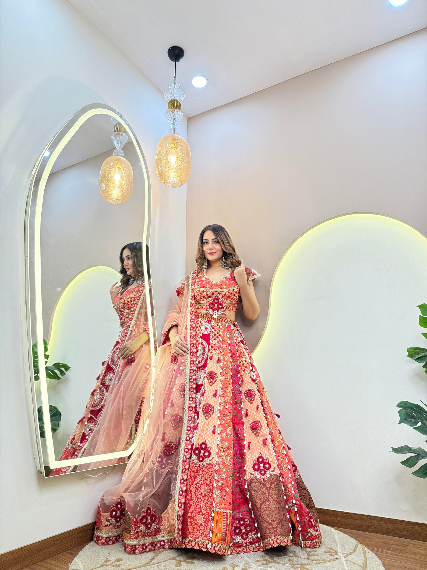 SHELL WORK MULTI COLOUR LEHNGA CHOLI