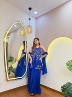 E781 3PC PEPLUM SHARARA SET