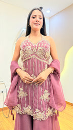 E996 3PC PEPLUM SHARARA SET