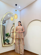 E503 3PC PEPLUM SHARARA SUIT
