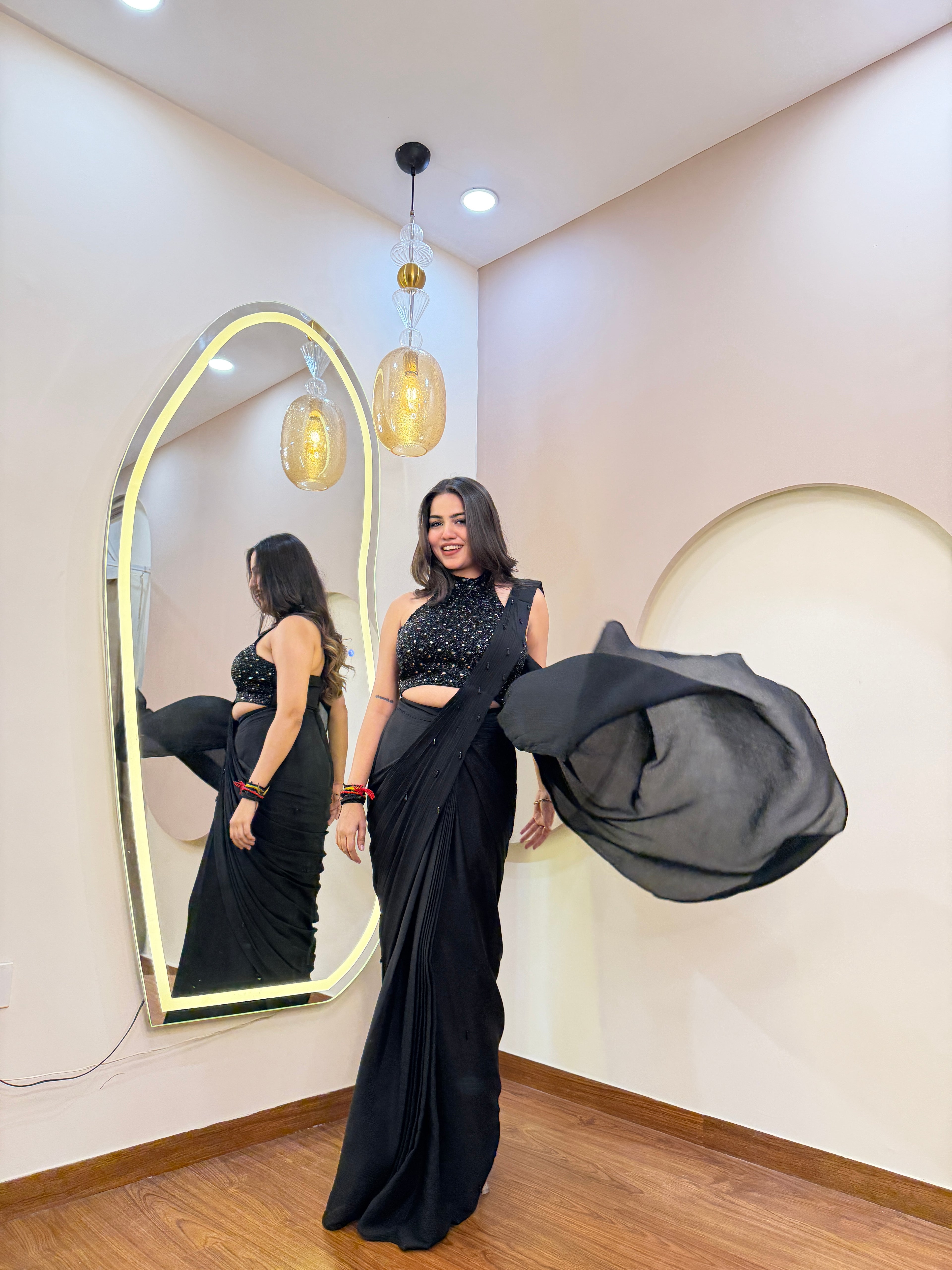 E111 INDO WESTERN DRAPE SAREE