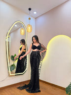 E541 INDO WESTERN DRAPE SAREE
