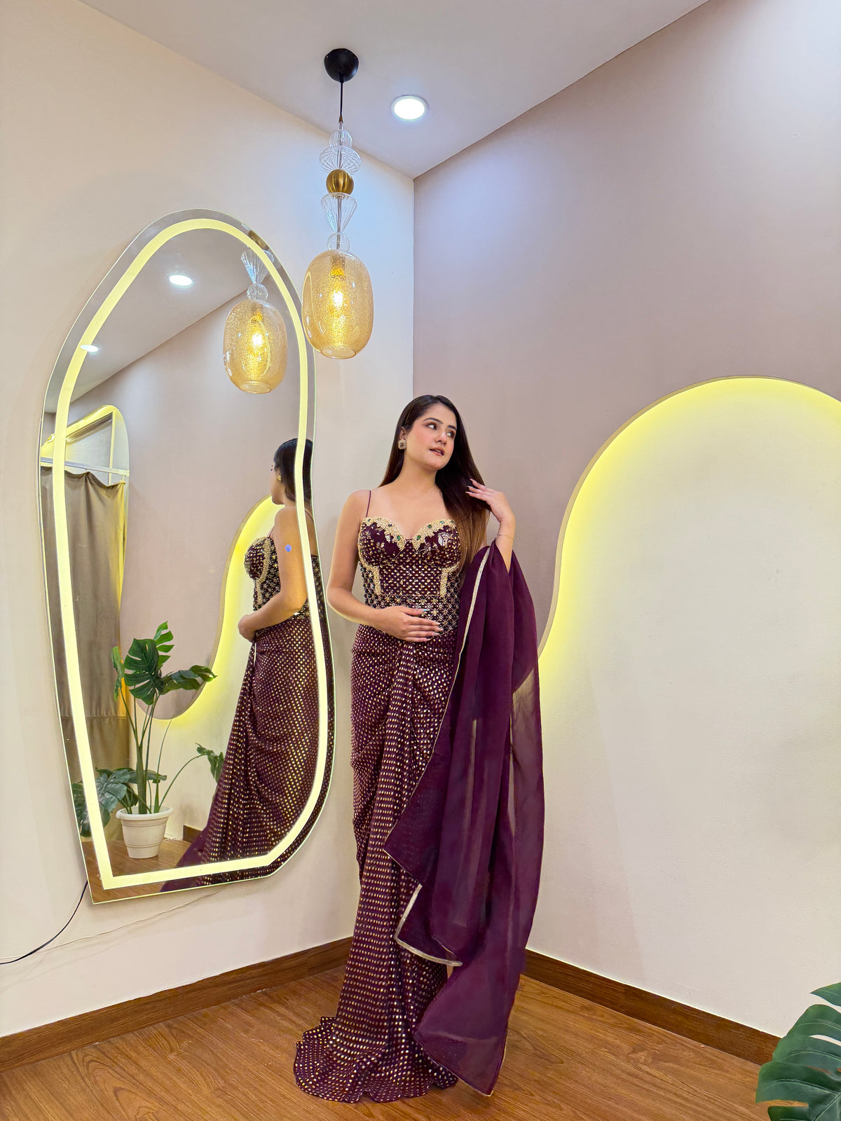 E361 INDO WESTERN DRAPE SAREE