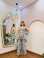 E503 3PC PEPLUM SHARARA SUIT