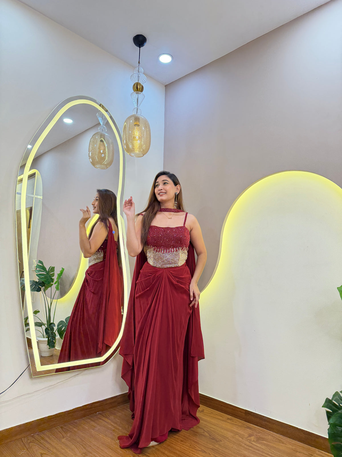 E933 3PC DRAPE SKIRT SET