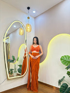 E568 INDO WESTERN DRAPE SAREE