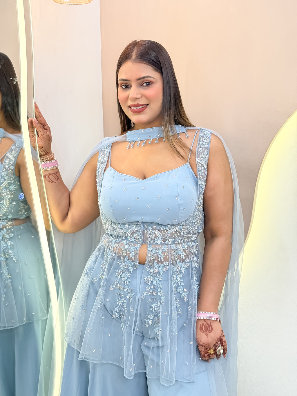 Sharara crop top with jacket