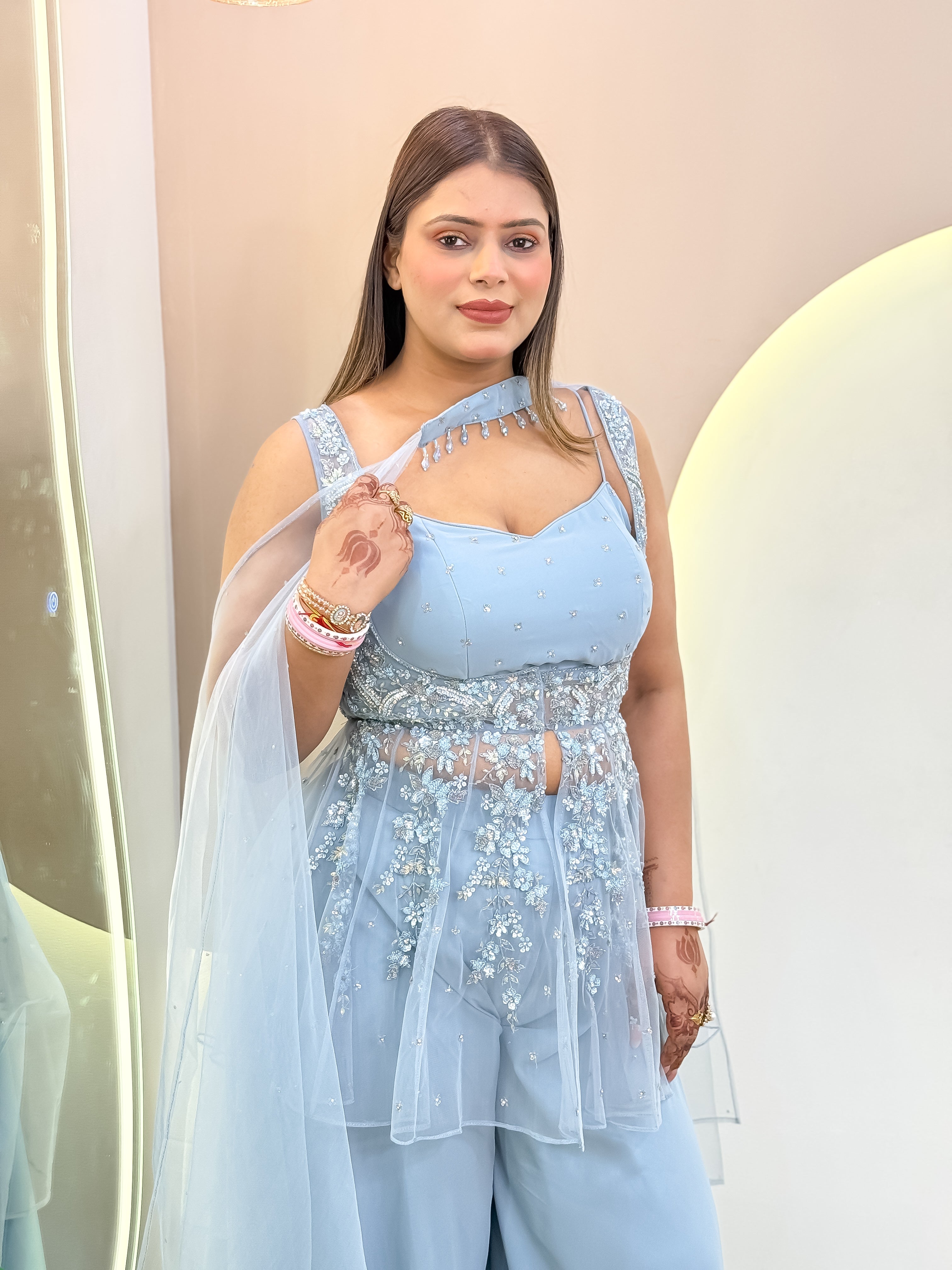 Sharara crop top with jacket