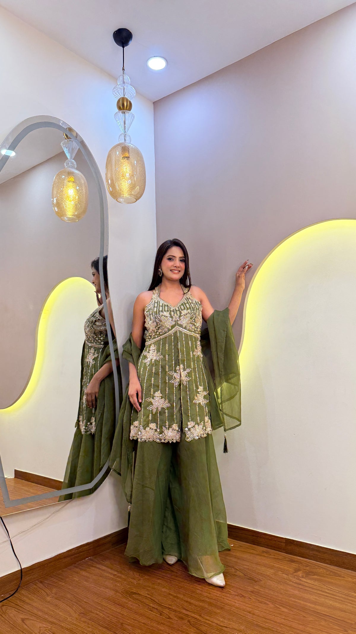 E996 3PC PEPLUM SHARARA SET