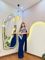E635 INDO WESTERN DRAPE SAREE