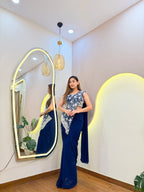 E635 INDO WESTERN DRAPE SAREE