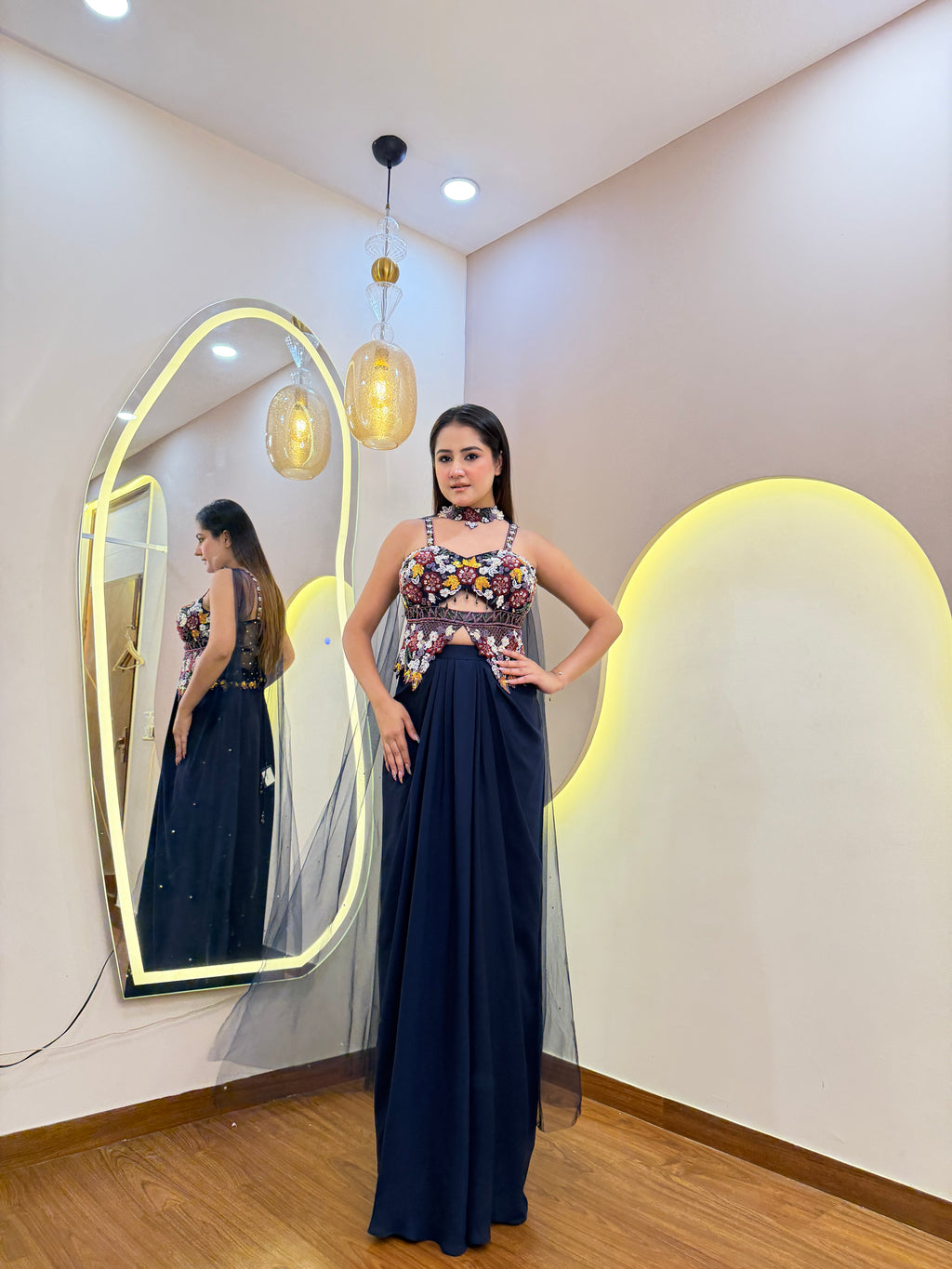 E605 3PC DRAPE SKIRT SET