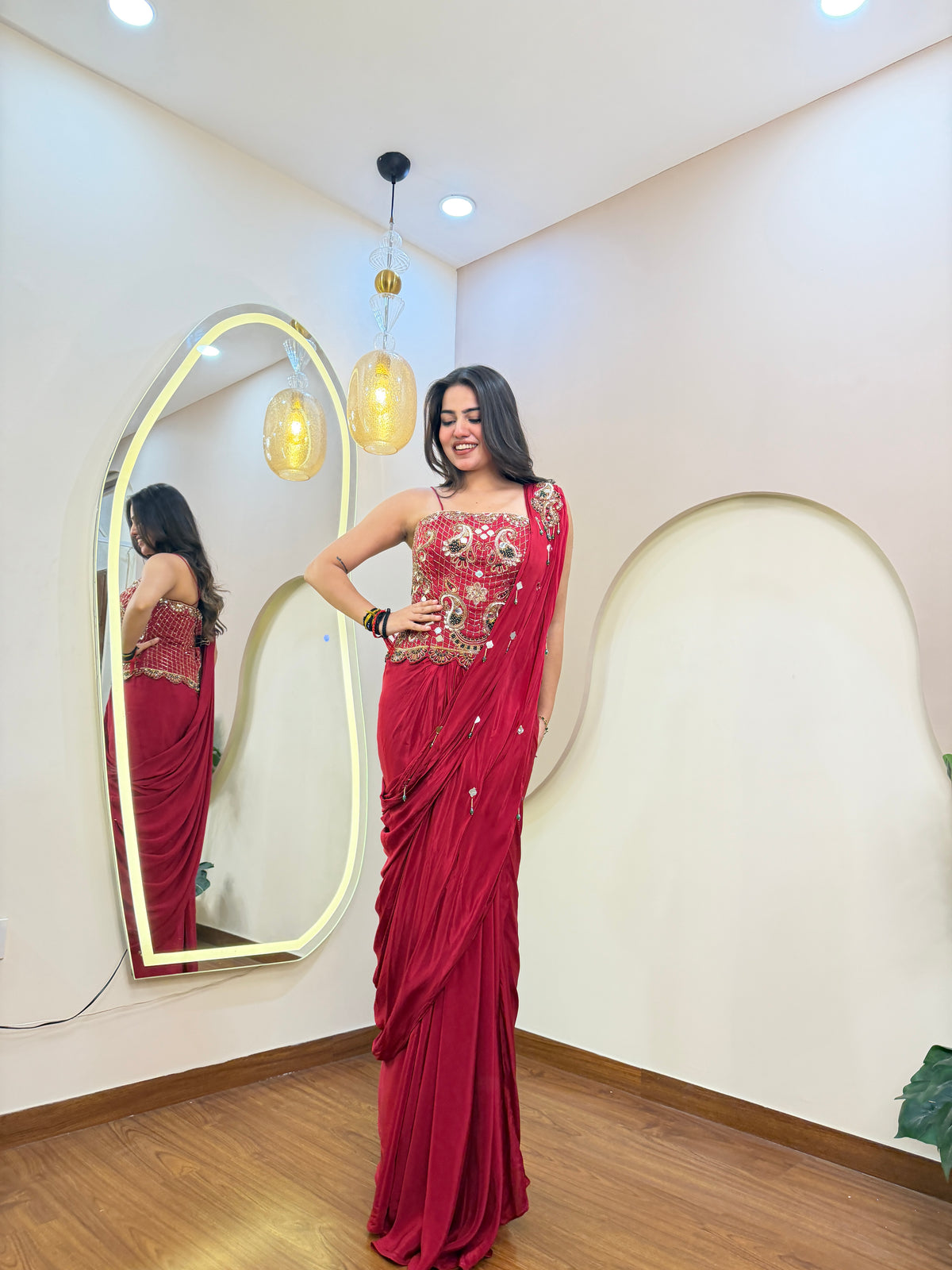 E212 INDO WESTARN DRAPE SAREE