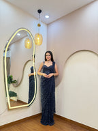 E374 INDO WESTERN DRAPE SAREE