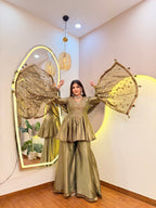 E701 PEPLUM SHARARA SUIT