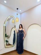 E374 INDO WESTERN DRAPE SAREE