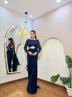 E393 INDO WESTERN DRAPE SAREE