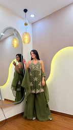 E996 3PC PEPLUM SHARARA SET
