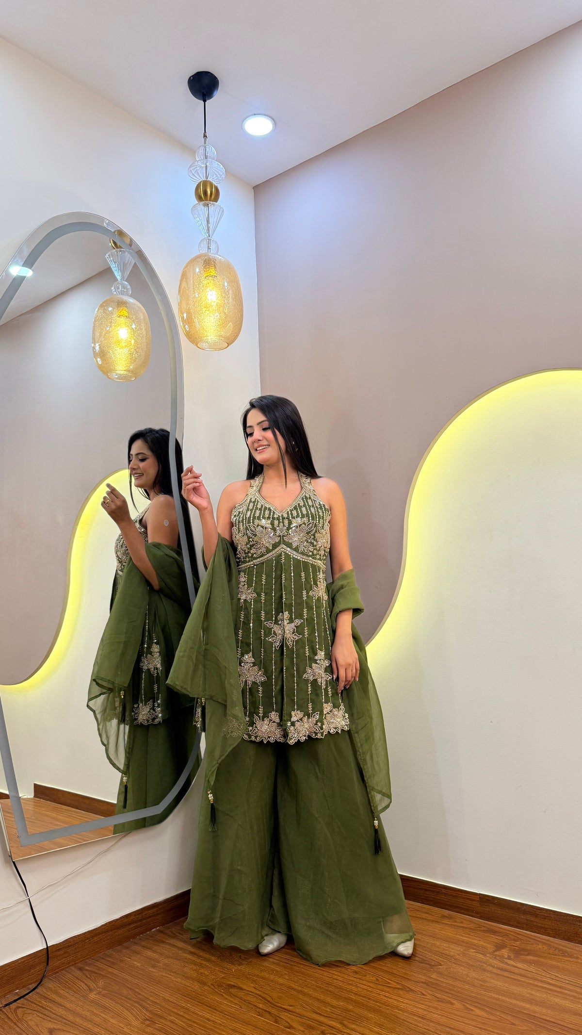E996 3PC PEPLUM SHARARA SET