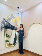 E374 INDO WESTERN DRAPE SAREE
