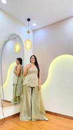 F11 3PC PEPLUM SHARARA SET