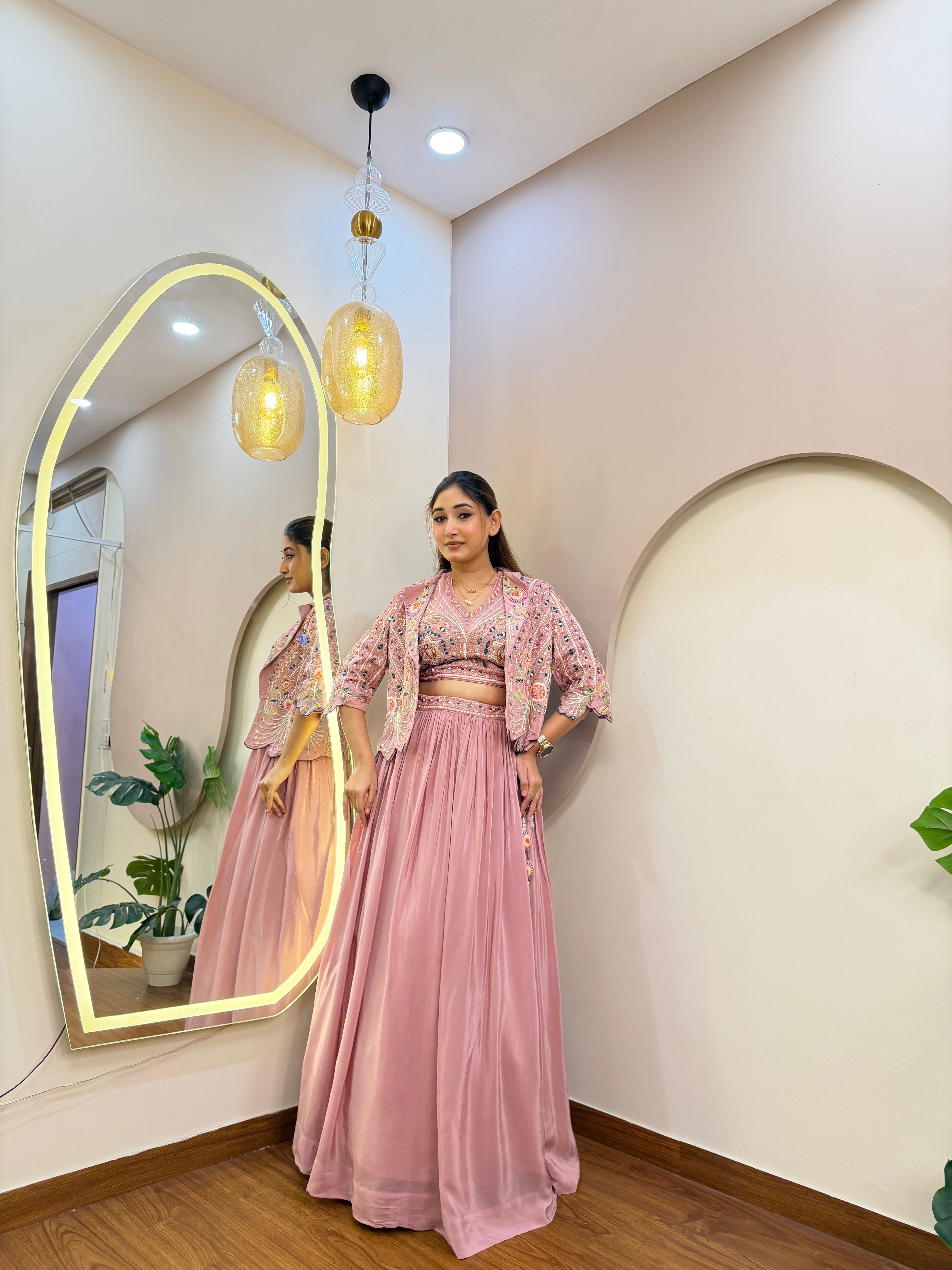 C821 INDO WESTERN JACKET STYLE LEHENGA
