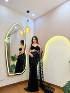 E541 INDO WESTERN DRAPE SAREE