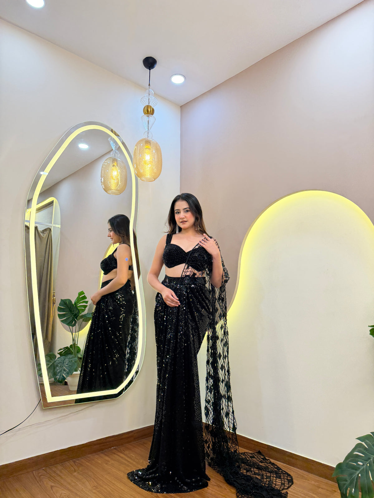 E541 INDO WESTERN DRAPE SAREE