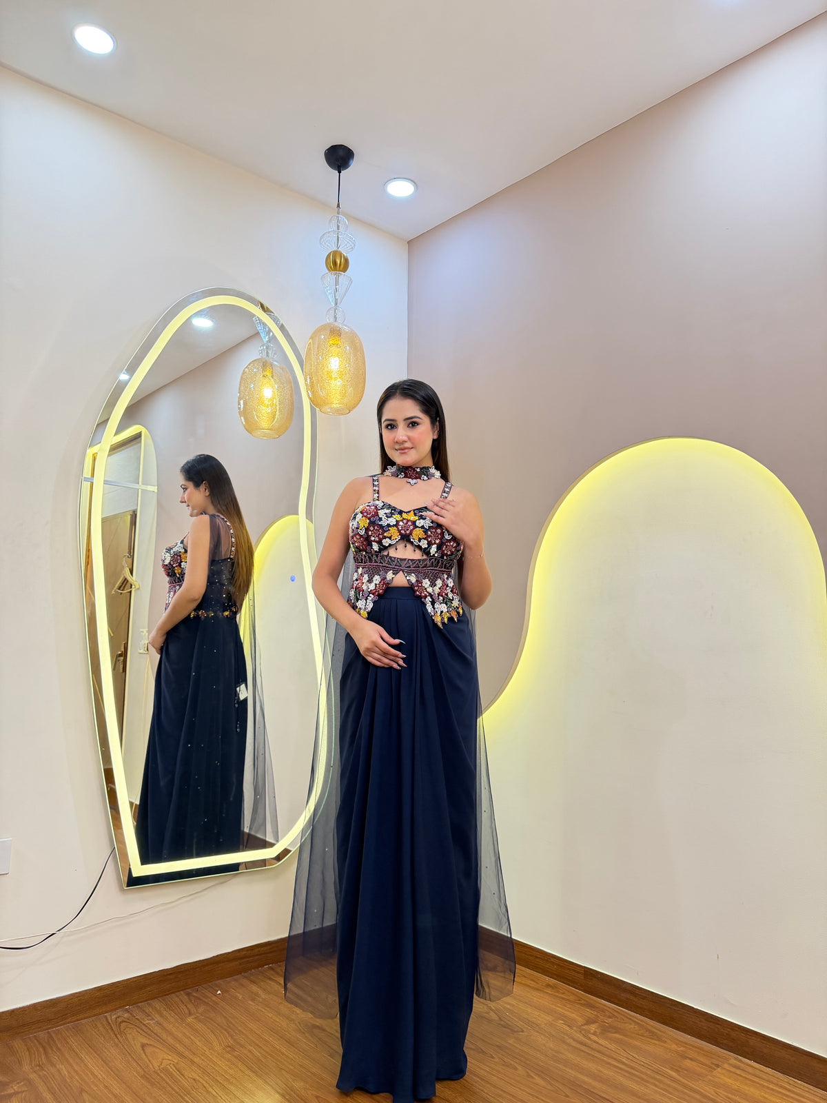 E605 3PC DRAPE SKIRT SET