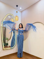 E482 INDO WESTERN CROP TOP SKIRT