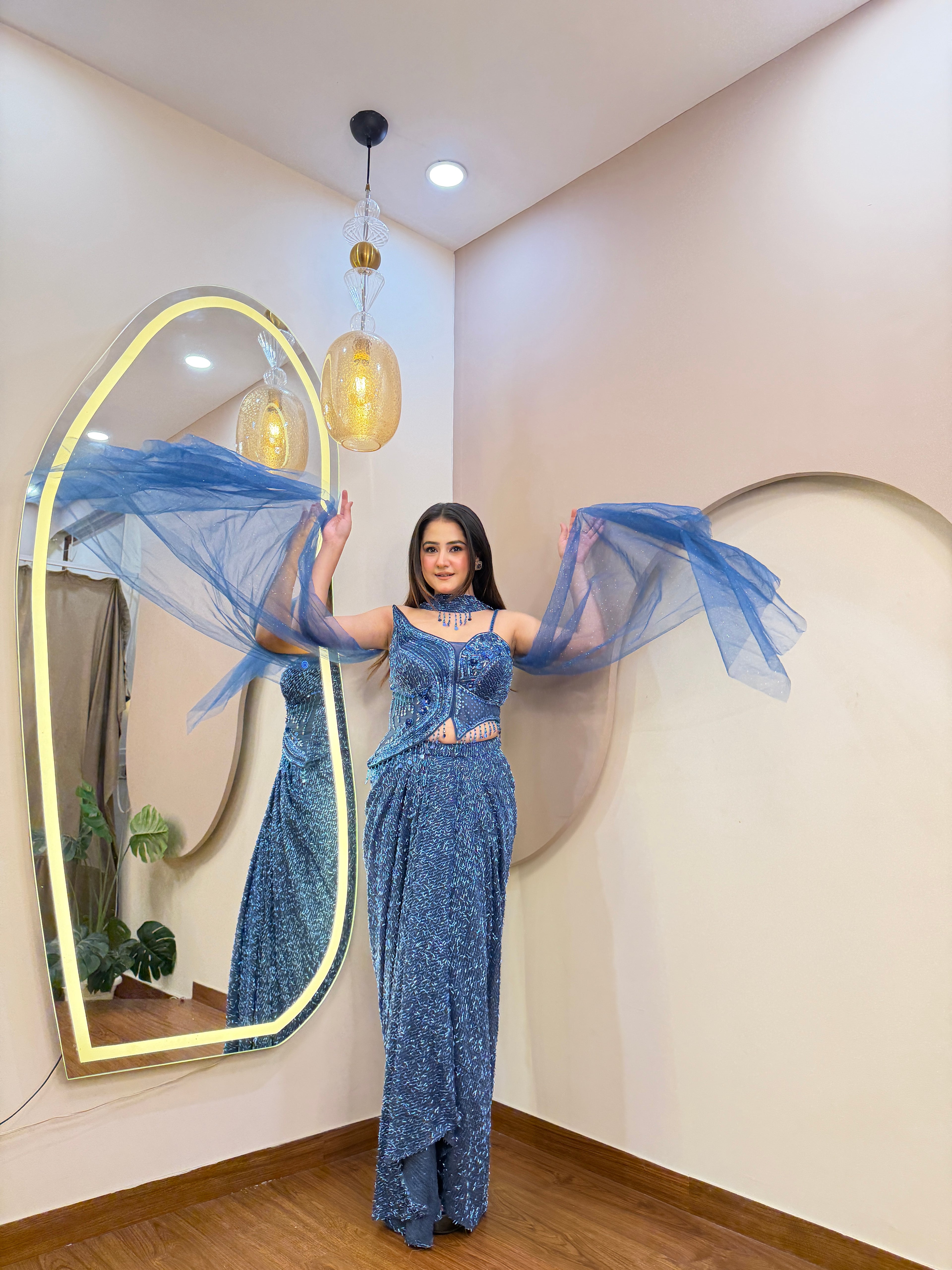 E482 INDO WESTERN CROP TOP SKIRT