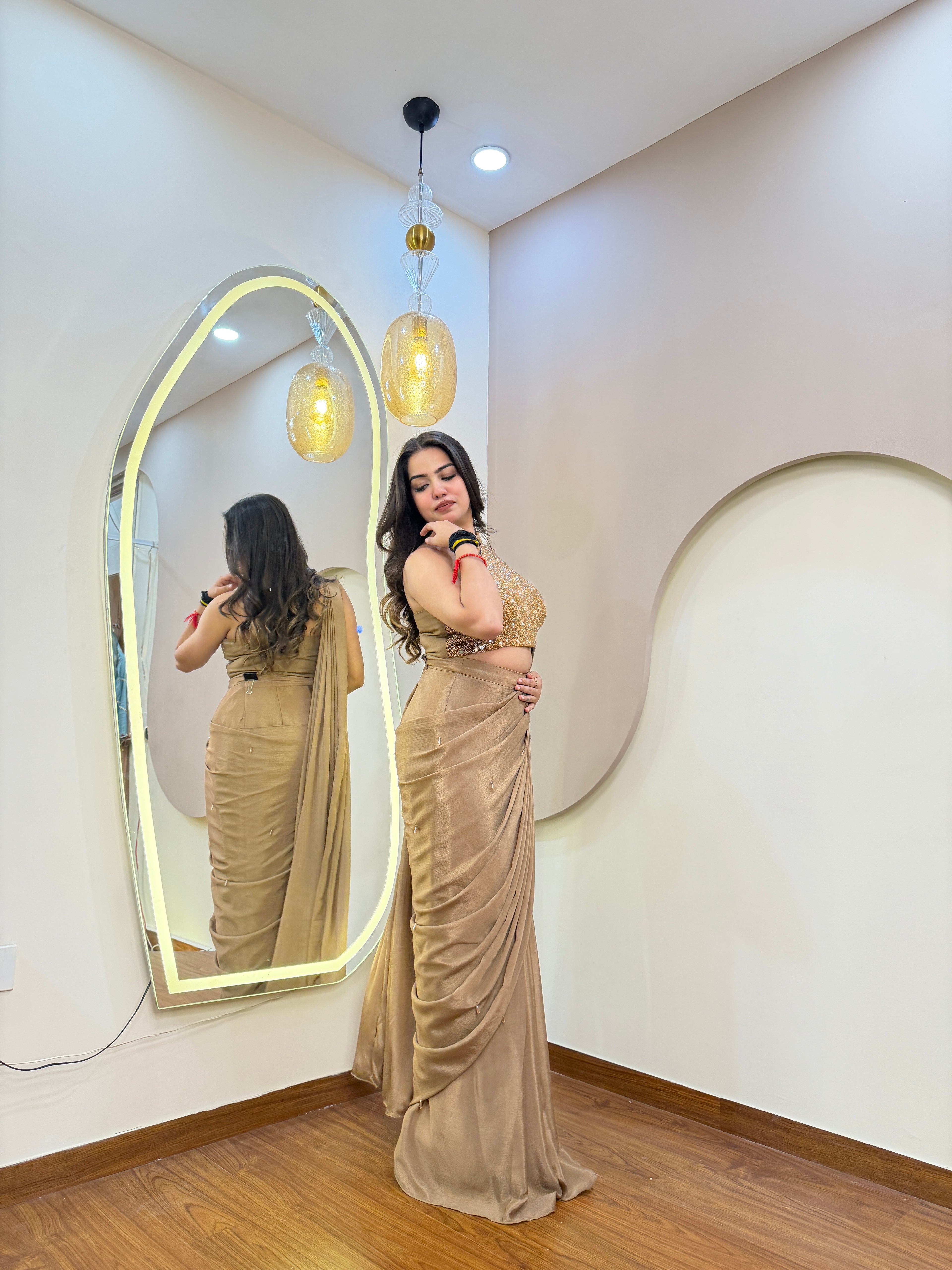 E111 INDO WESTERN DRAPE SAREE