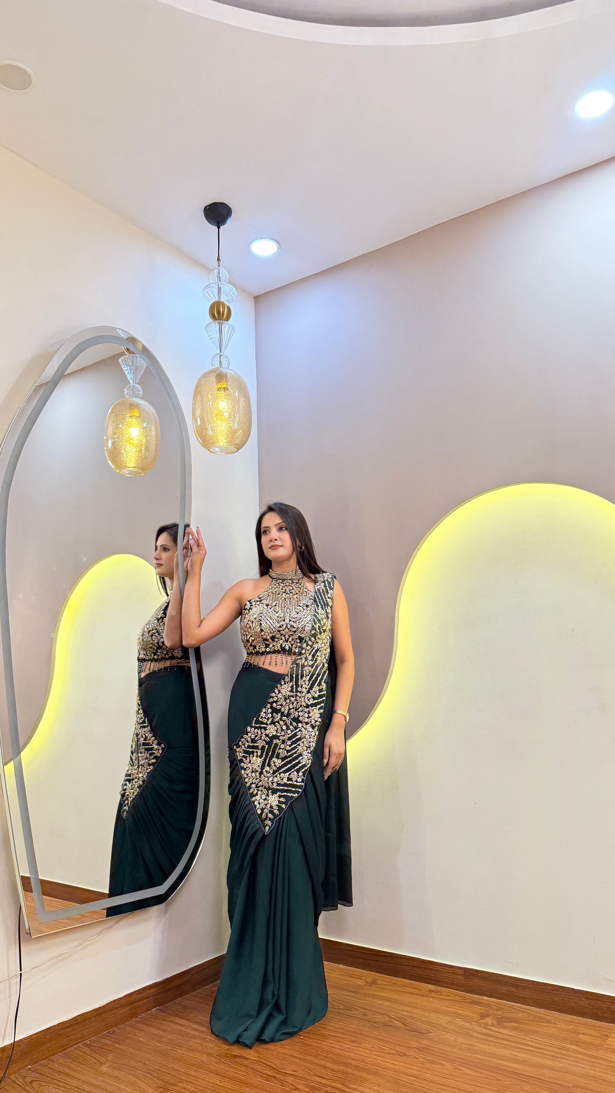 F23 INDO WESTERN DRAPE SAREE
