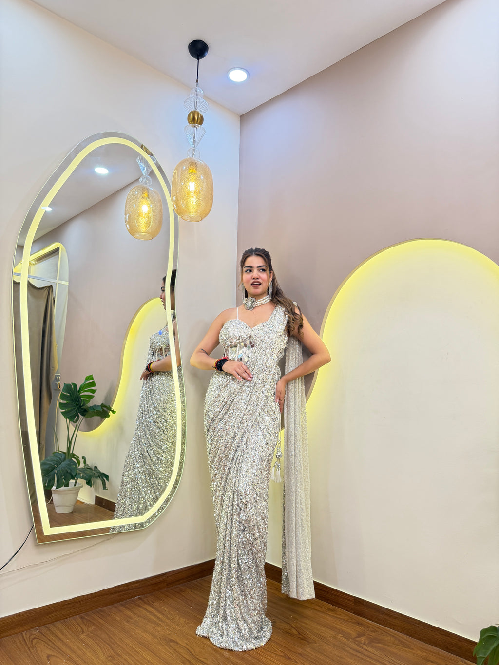 E574 INDO WESTERN DRAPE SAREE