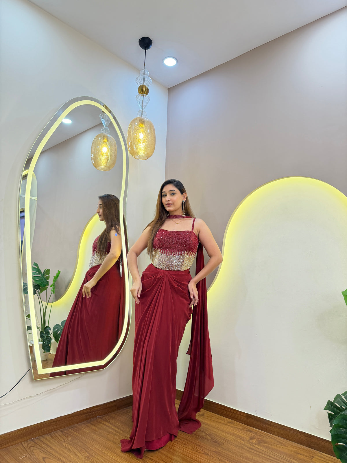 E933 3PC DRAPE SKIRT SET