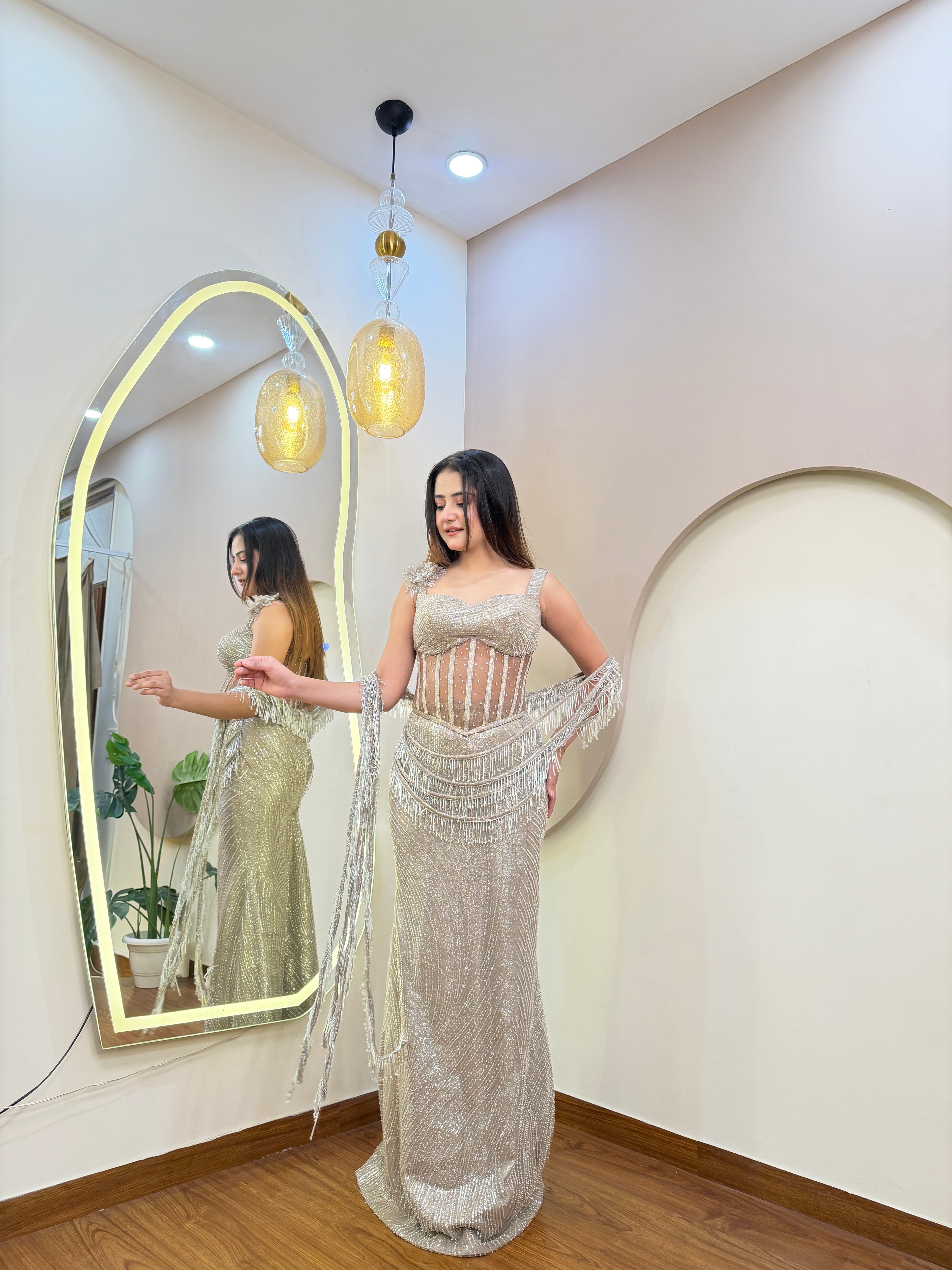 E392 AARFA REGAL DRAPE SAREE