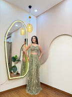 E486 INDO WESTERN DRAPE SAREE