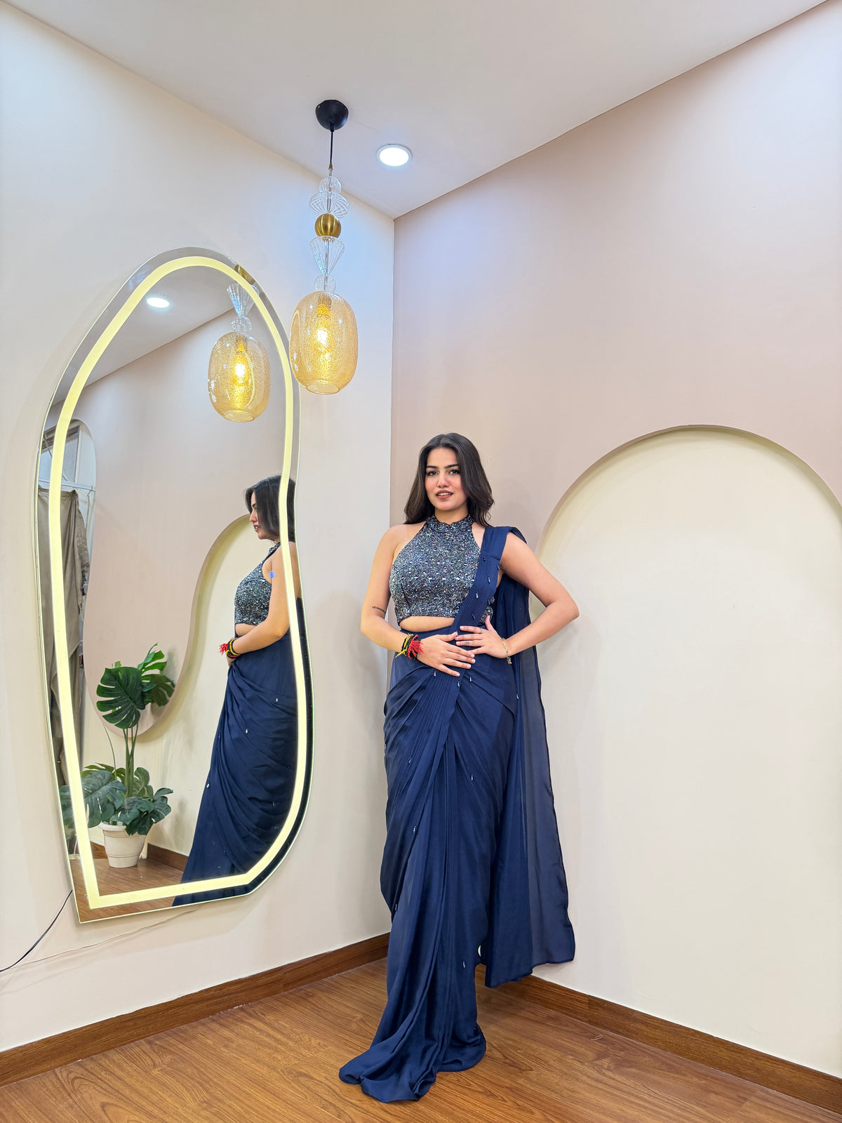 E111 INDO WESTERN DRAPE SAREE