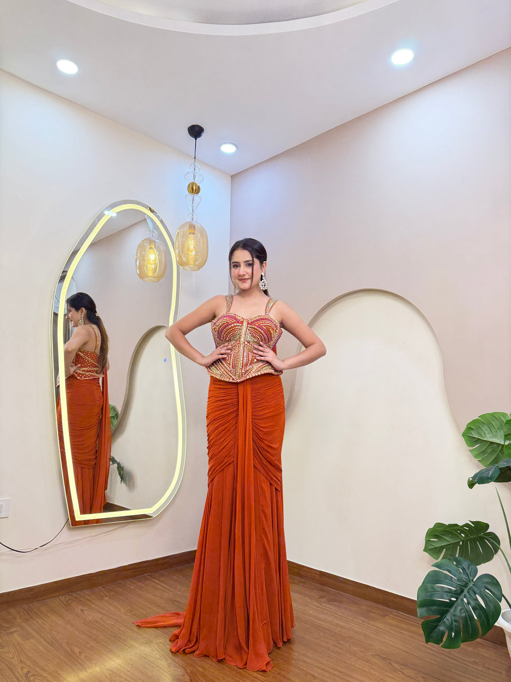 E383 AARFA REGAL DRAPE SAREE