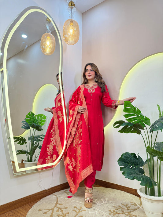 3 pc Suit with Banarsi Dupatta