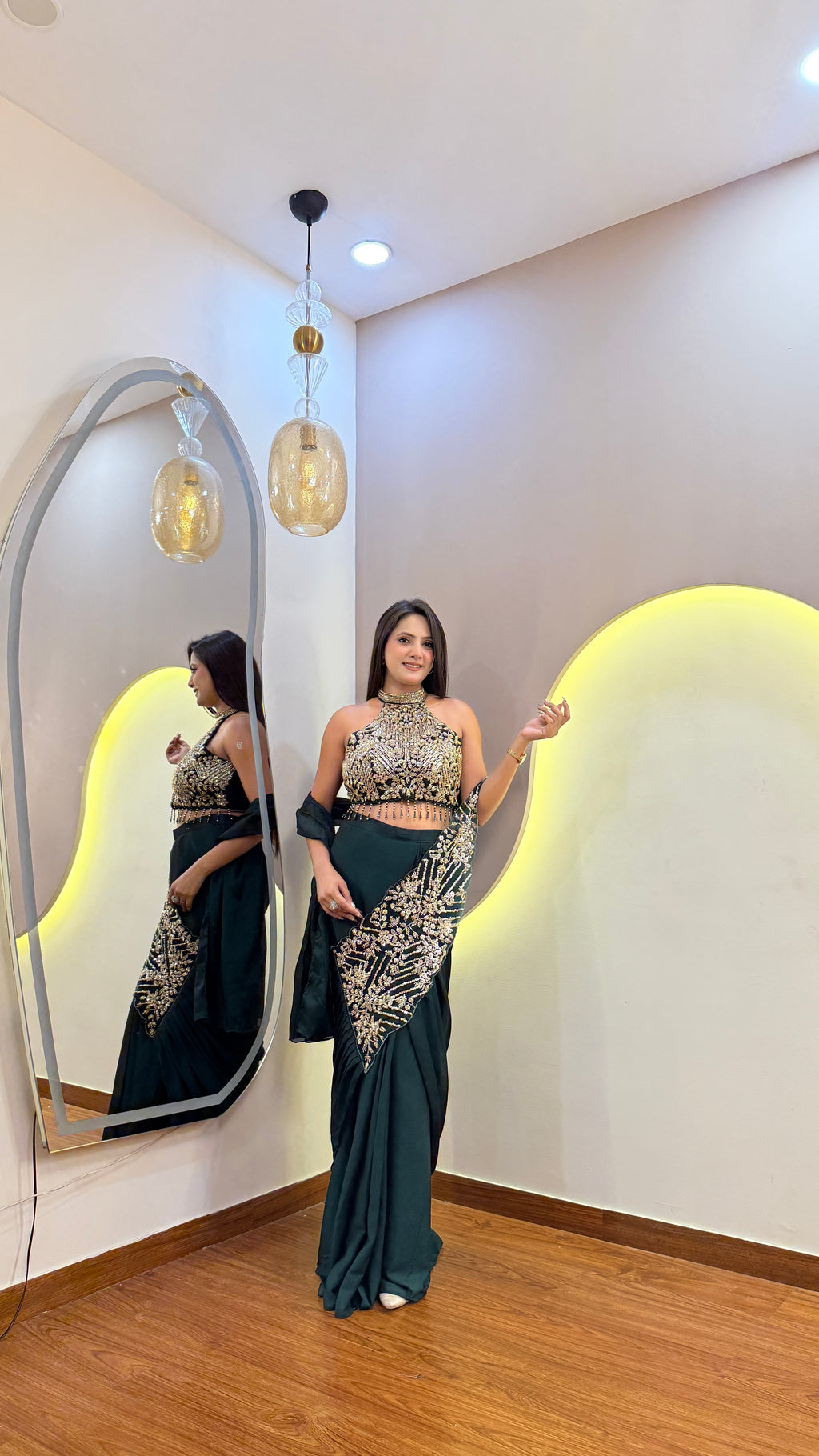 F23 INDO WESTERN DRAPE SAREE