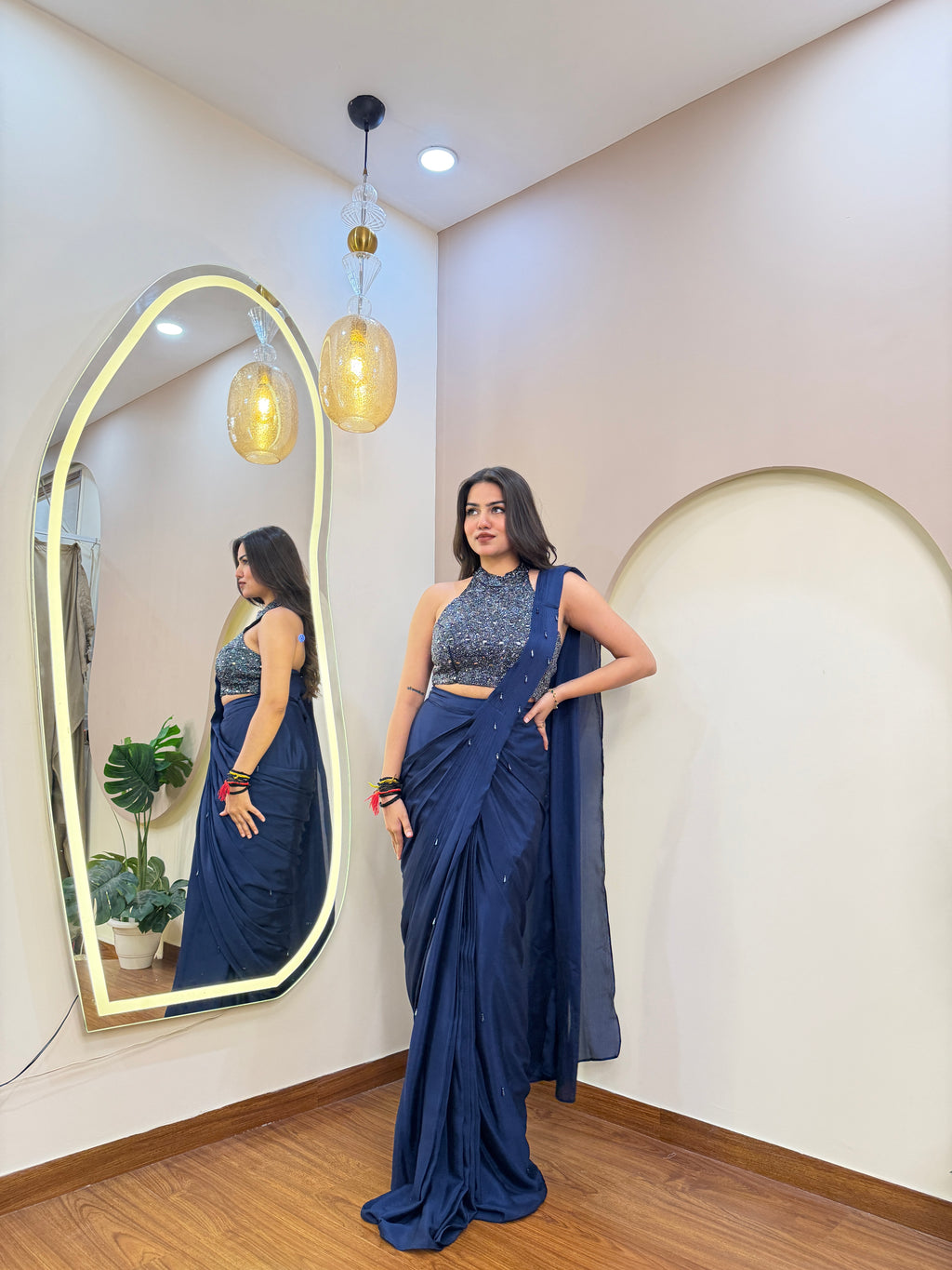E111 INDO WESTERN DRAPE SAREE